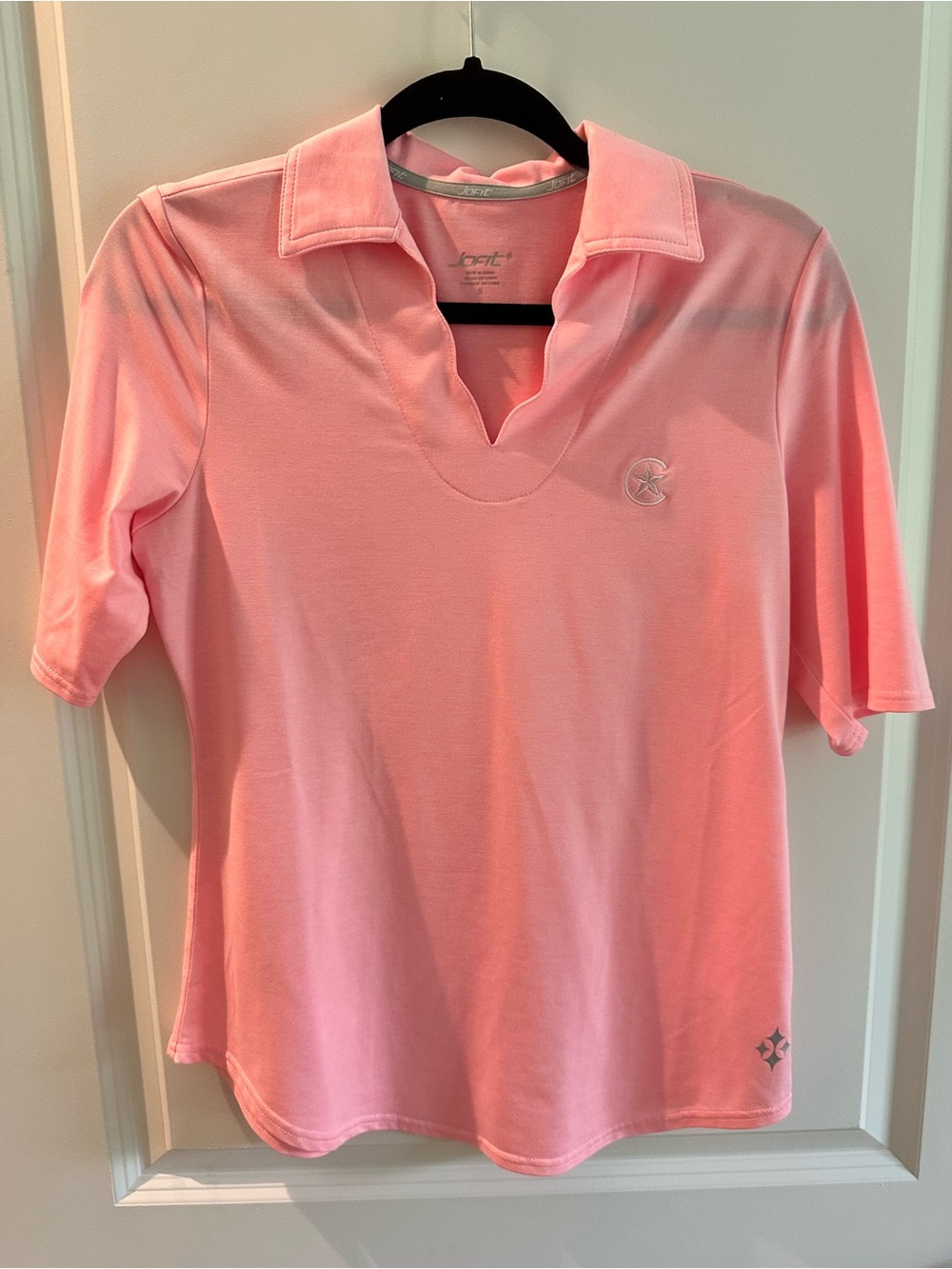 Jofit Light Pink V-Neck Polo Top